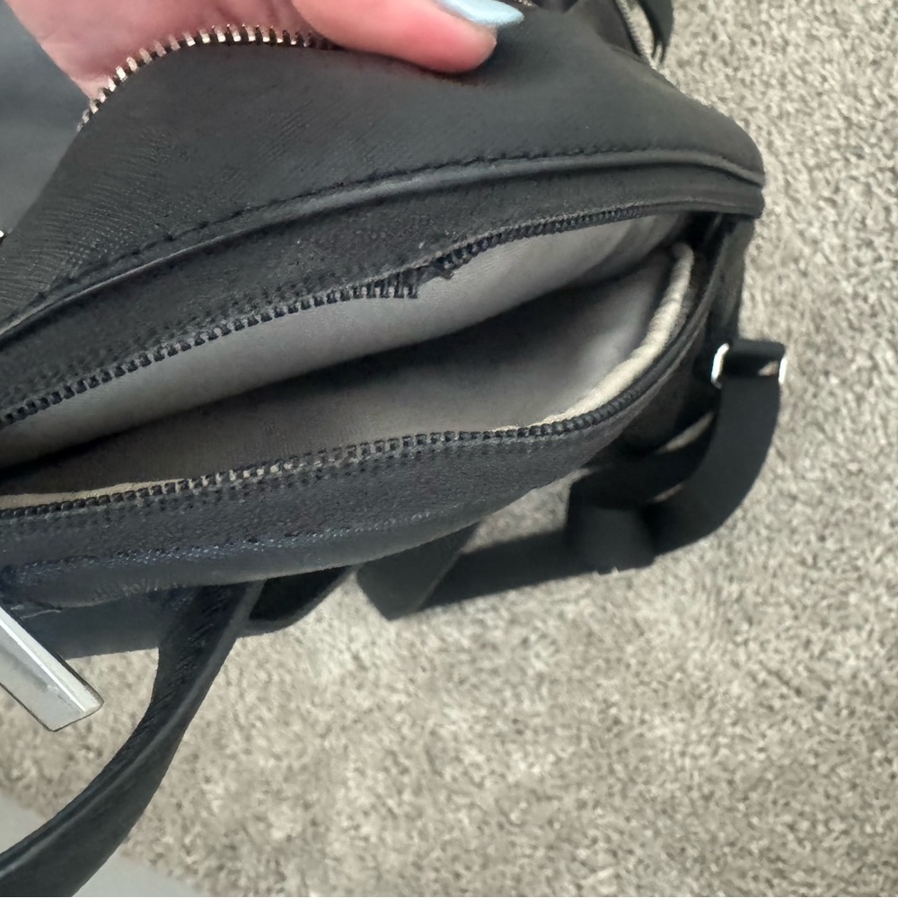 Tumi Black Leather Backpack with Silver Hardware - Picture 3 of 5